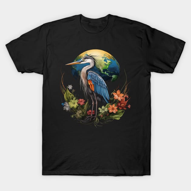 Heron Earth Day T-Shirt by JH Mart